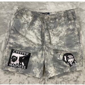 Vitriol Creeper Madness Graphic Shorts Mens Large Grey Tie Dye Streetwear Rat L